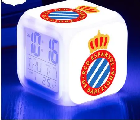 Игрушка Real Club Deportivo de La Coruna 7 цветов светодиодной вспышкой светодиодные цифровые часы-будильник испанского футбольного клуба Ла-лиги Футбол/Часы с рисунком на футбольную тематику Лучшие подарки на Рождество - Цвет: Серебристый