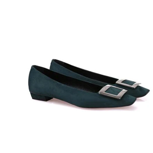 dark green flock 2cm Квадратный носок Красное вино Размер 33 уникальный марка средний насосы Каблук роскошь Дизайнерская женская обувь лакированная кожа высокие каблуки 4 34 Весна осень - Цвет: dark green flock 2cm