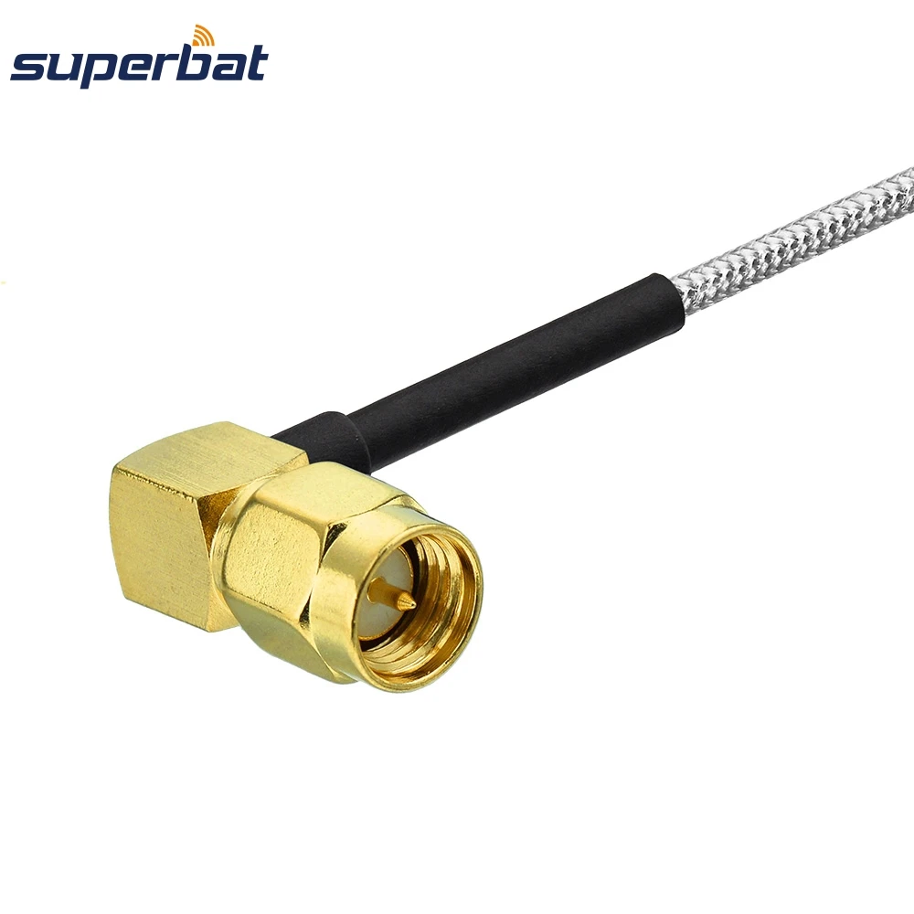 Кабель перемычка Superbat с SMA разъемом на разъем соединитель под прямым углом RG405 086