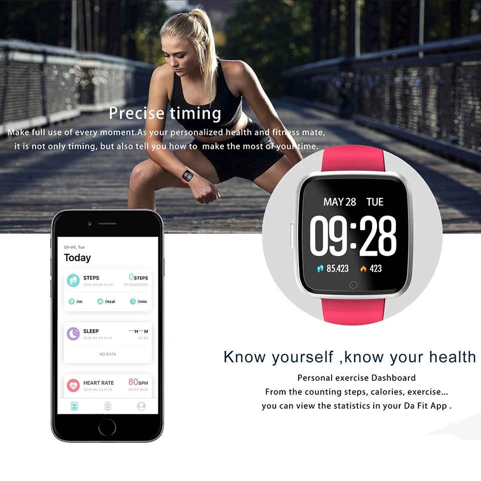 Fsoran Y7 Bluetooth Smartwatch сердечного ритма крови Давление монитор motion BT4.0