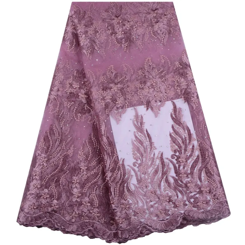 

New Arrival African Dry Lace Fabrics Latest French Mesh Lace Fabric Fashion Nigerian Beaded Tulle Lace Fabric For Party SewA1548