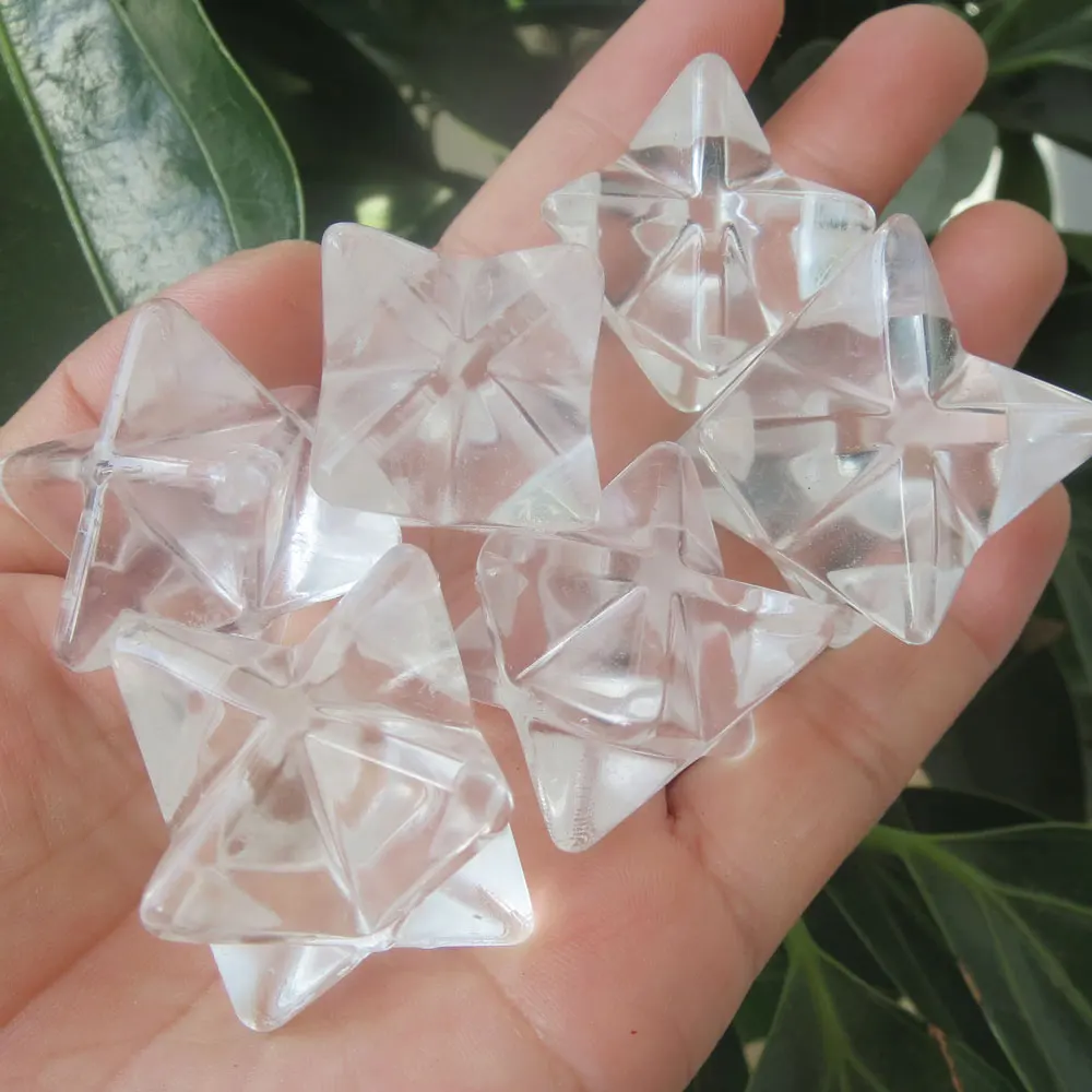 20 мм натуральный прозрачный кварцовый кристаллический Меркаба звезда резьба для