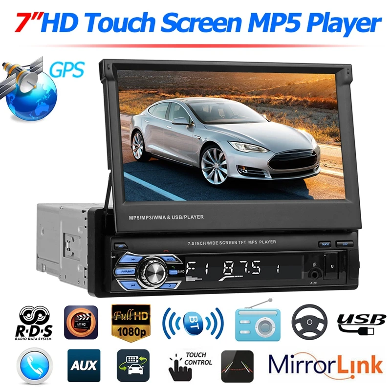 VODOOL складной 7 &quotсенсорный экран 1080P Стерео MP3 MP5 плеер GPS навигация Bluetooth видео