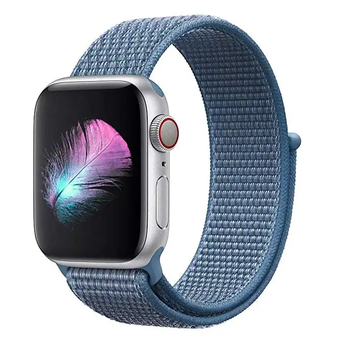 blue Нейлон тканые запасные браслет ремешок для наручных часов Apple Watch, версии 44/42/40/38 мм дышащий спортивный бесшовный ремешок для наручных часов iWatch серии 4/3/2/1 - Цвет ремешка: blue