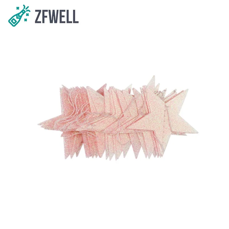 ZFWELL Transparent colored red five-pointed star pull flower garland flag wedding party birthday bar decoration suppl6 | Дом и сад