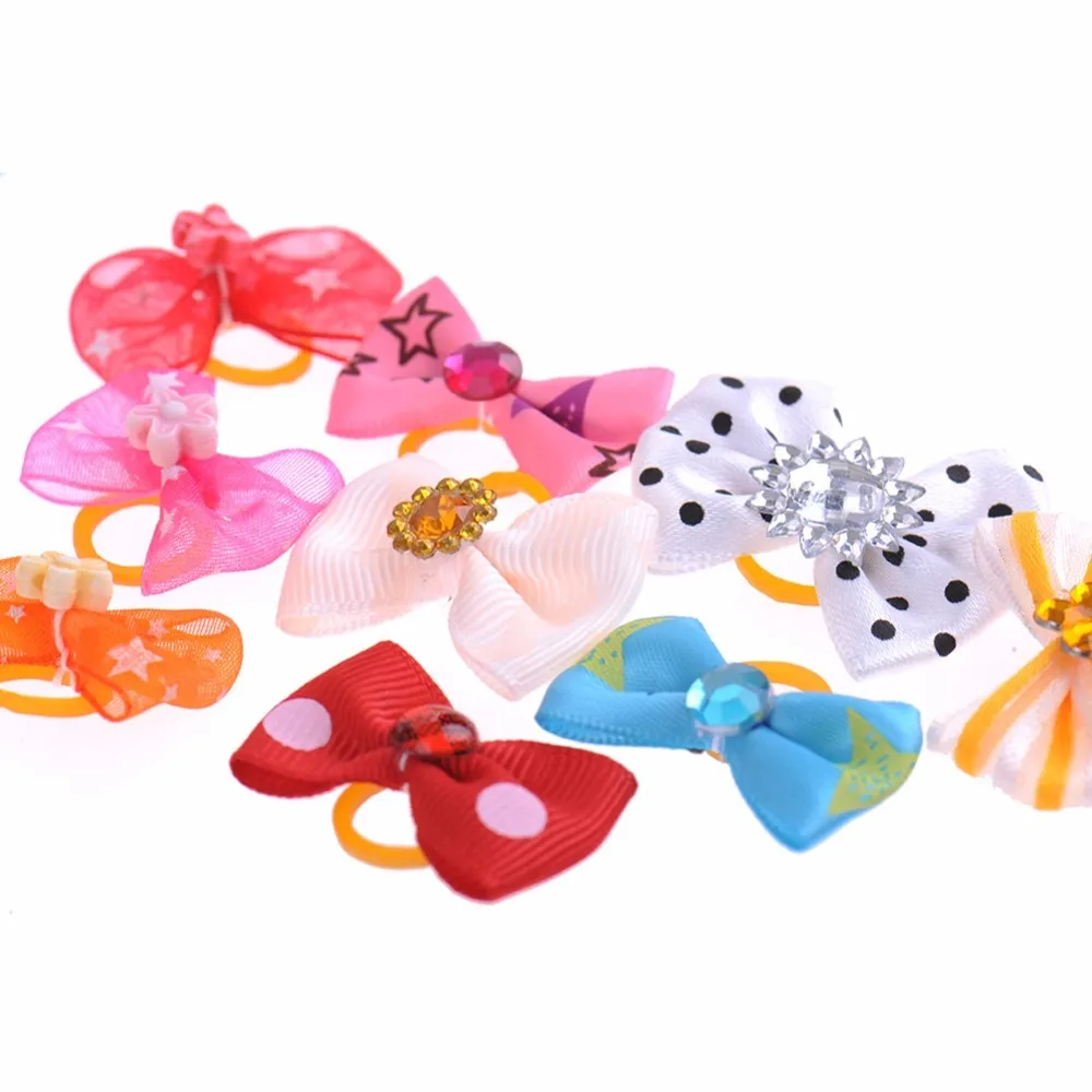 

50pcs Dog Bow Hair Accessories Multicolor Rubber Band Bow Tie Pets Grooming Tools Single Double Bow Gift Pet Supplies for Dogs