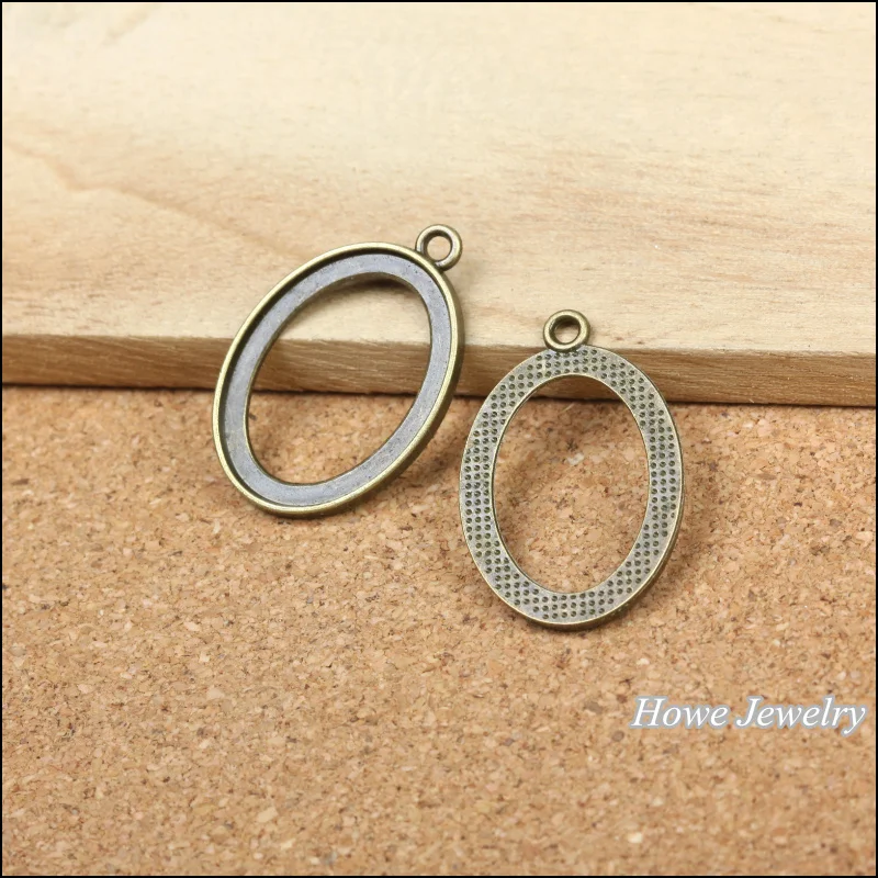 24 шт. качественная античная бронза полый Овальный корпус подвеска из сплава