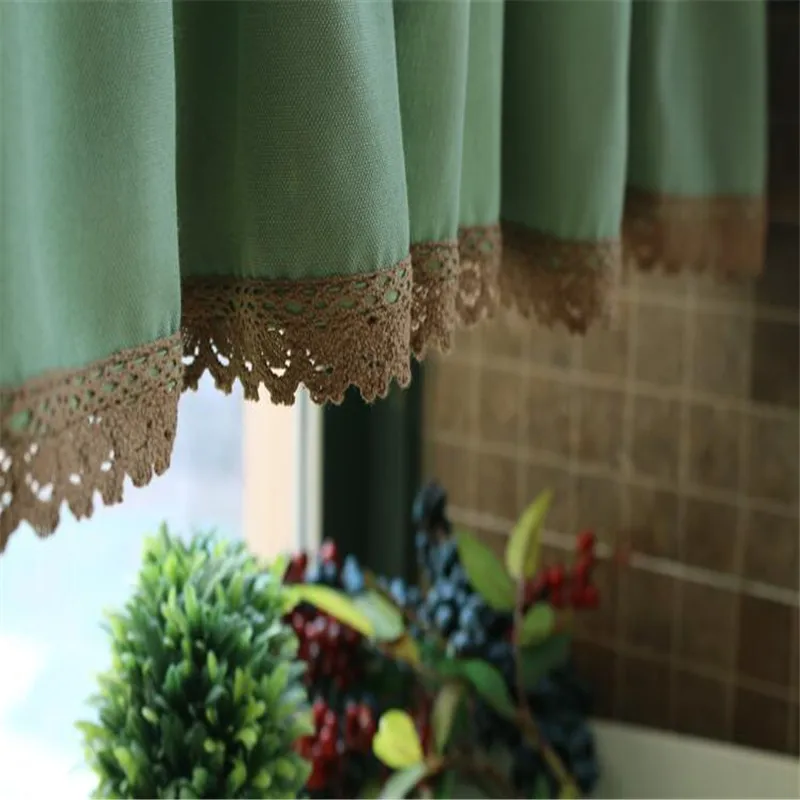 Free Shipping Quality Pastoral Green Curtain Lovely Lace Coffee Drapes Kitchen Closet Short Small Blinds Home Winder Decora | Дом и сад