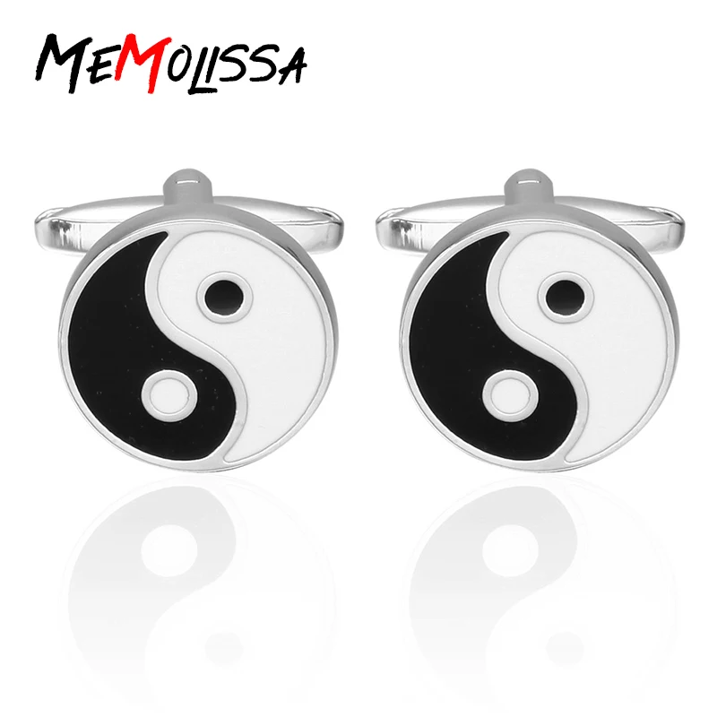 MeMolissa витрина запонки винтажные Taoist Taiji фигурка серебристые белые черные