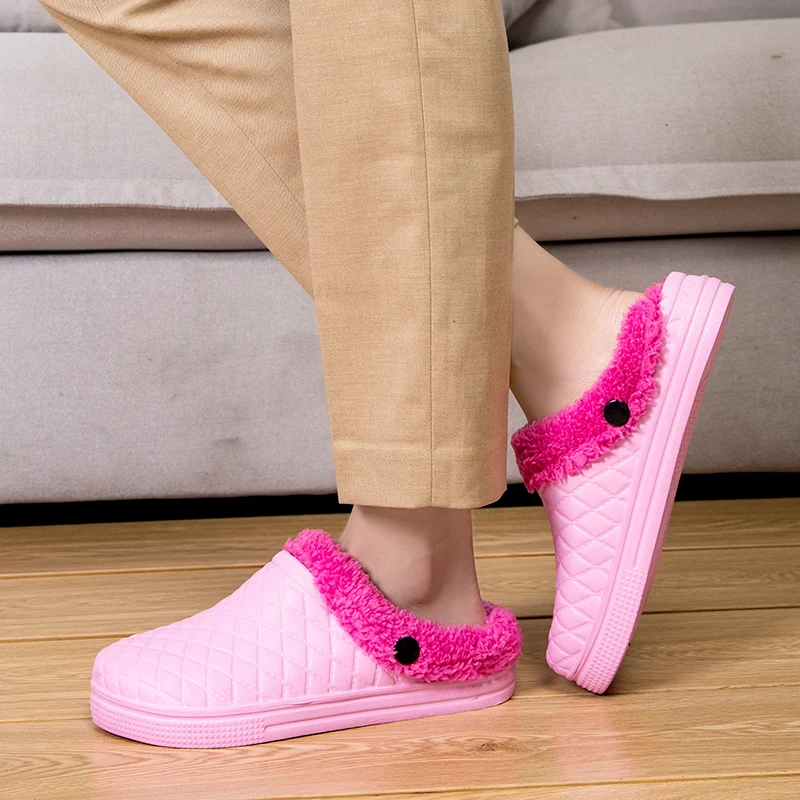 Классические садовые Туфли-сабо без застежки Женские зимние тапочки для