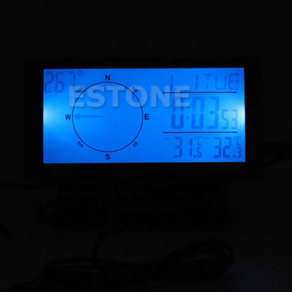 2017 Автомобильный цифровой компас с функцией календаря часы термометр светящийся