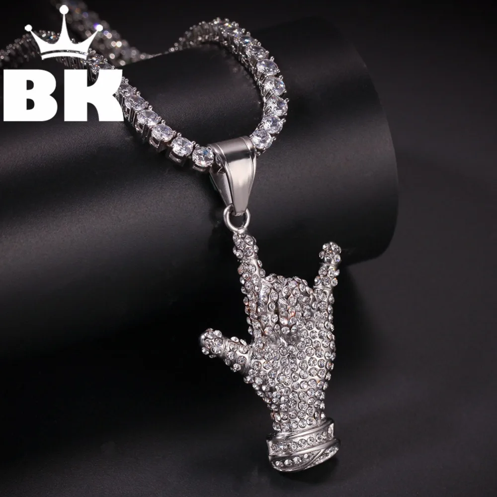 Hip Hop Men Gold Color Full Finger Pendants Necklaces With chain Jewelry | Украшения и аксессуары