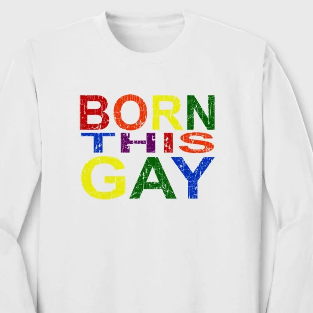 Футболка с длинными рукавами и надписью BORN THIS GAY Pride Equality|Мужские футболки| |