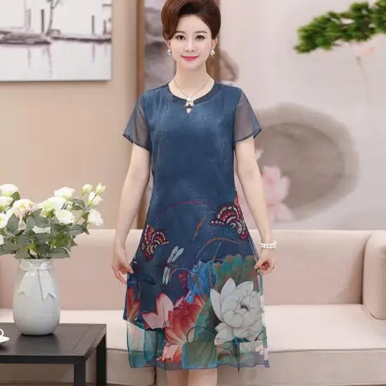 Шифоновые платья из шелкопряда Новинка лета 2019 женское платье большого размера с