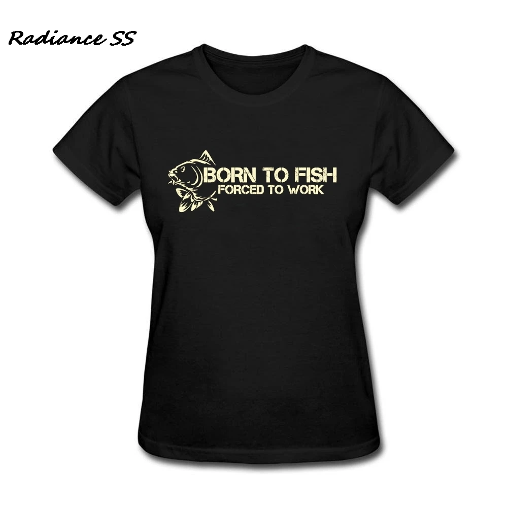 Женская стрейчевая футболка с коротким рукавом Born to Fish женская на заказ 2019|women t