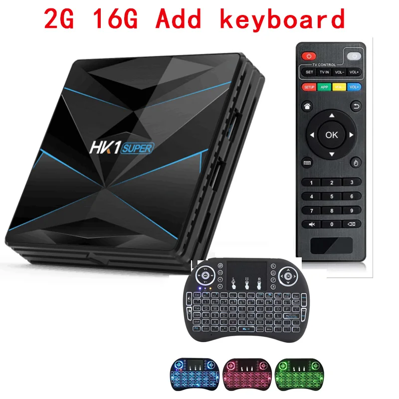 2G 16G Add Keyboard HK1 супер Android 9,0 Smart tv BOX Google Assistant 4G 64G RK3318 4K 3D Utral HD tv Wifi Play Store Бесплатные приложения быстрая телеприставка - Цвет: 2G 16G Add Keyboard