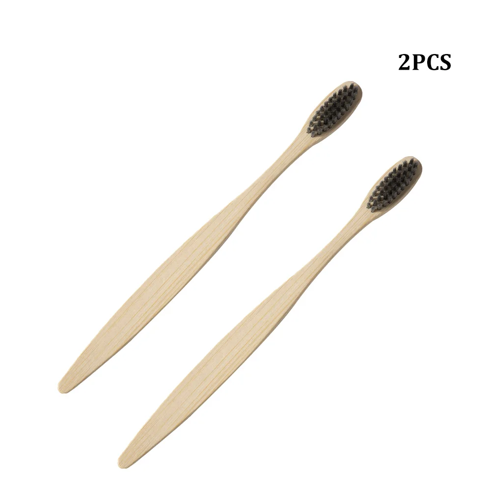 2pcs gray 1 шт. экологическая зубная щетка с бамбуковым углем для здоровья полости рта, мягкая щетина, деревянная ручка, зубная щетка, отбеливающая Радужная зубная щетка - Цвет: 2pcs gray