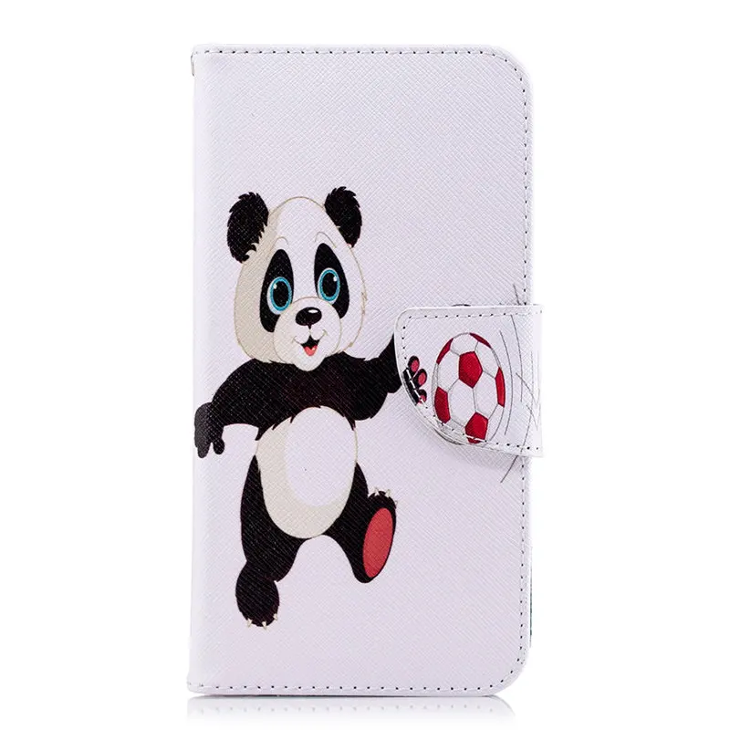 Football Panda Чехол со слотом для карт для huawei P Smart Plus P30 P20 P9 mate 10 Lite 20 Pro Y5 Y6 Y7 Y9 кожаный чехол-кошелек Fundas D07Z - Цвет: Football Panda