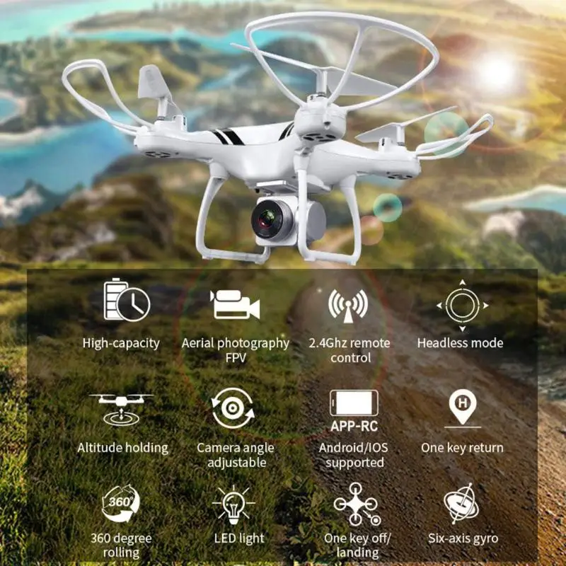 Детский Радиоуправляемый Дрон WiFi FPV HD 0.3MP камера 4CH 6 осевой гироскоп удерживающий