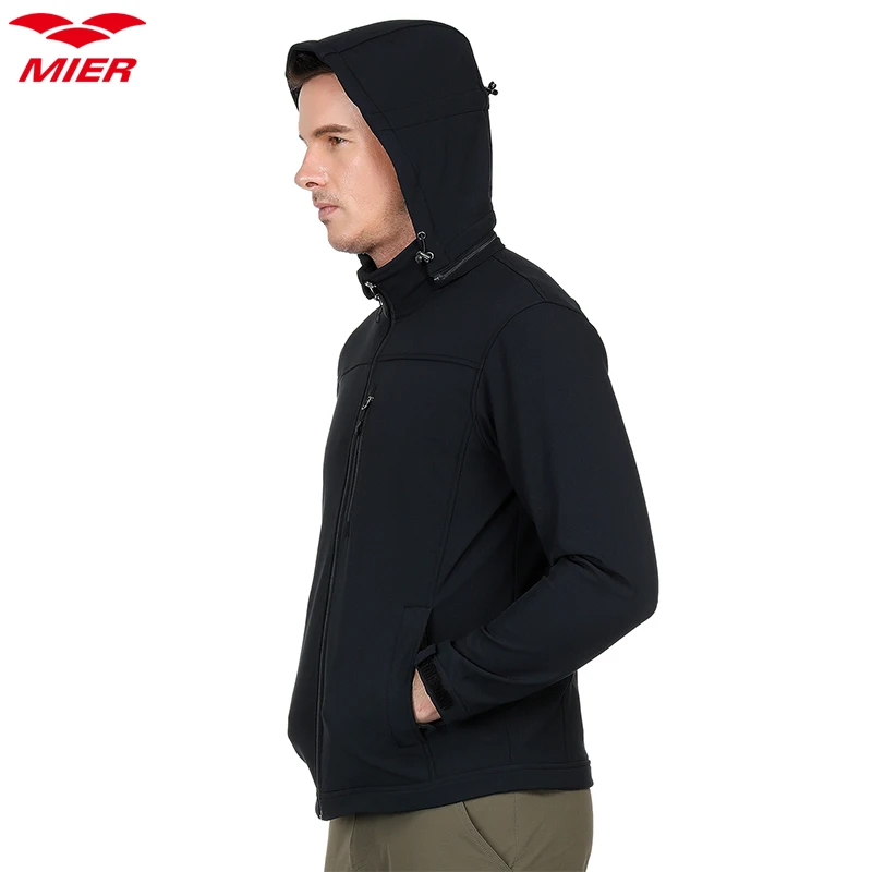 MIER Мужская куртка с капюшоном Softshell флисовая подкладка тактическая Верхняя