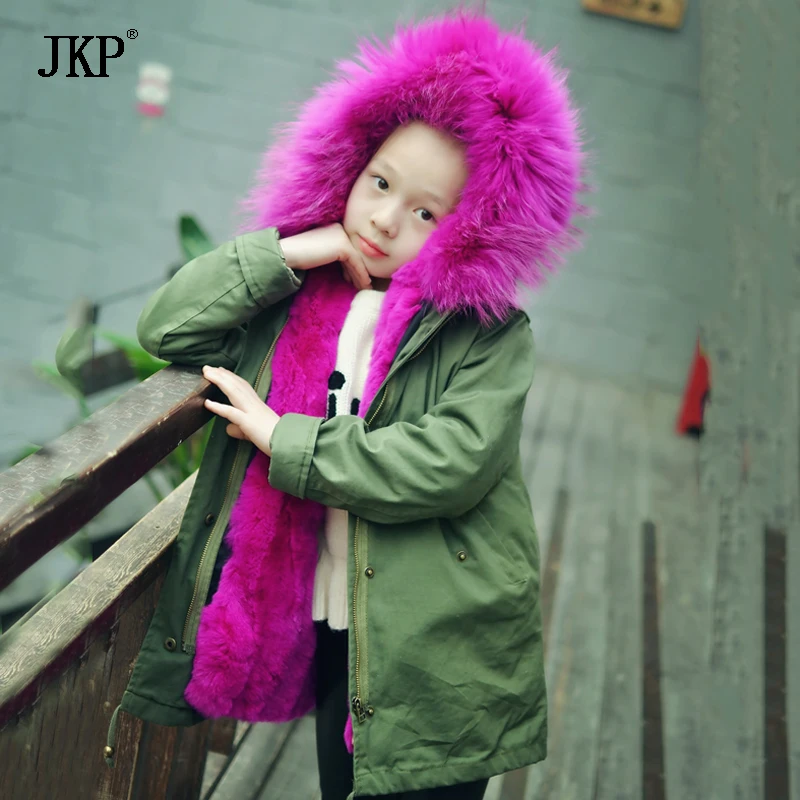 2017 на детей цвет: армейский пальто Дети вкладыш настоящая одежда из кроличьего