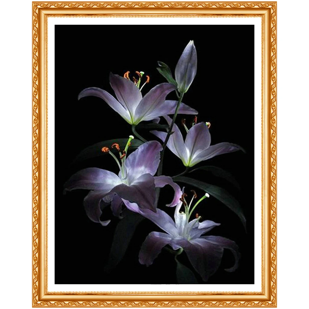 Фиолетовая Лилия Алмазная Вышивка Цветы diy картина рукоделие Бисер Полный Стразы