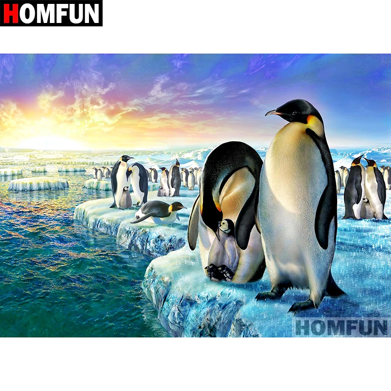 

Алмазная живопись HOMFUN A07019, полноразмерная/круглая вышивка «Пингвин», 5D «сделай сам», вышивка крестиком, домашний декор