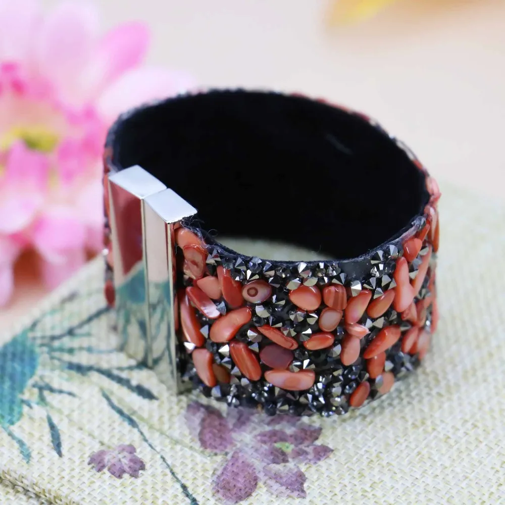 19*3.3cm Hot sale Red&ampPink Shell seashells loose beads Bracelets Brace lace pulsera bangle women girls gifts hand ornaments | Украшения