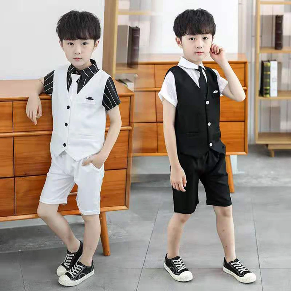 Купи Fashion 2 Colors Kid Boy Clothes Sportswear Summer Fashion Short Sleeve Vest+Shorts 2Pcs Clothing For Boys Children Outfit Set за 997 рублей в магазине AliExpress