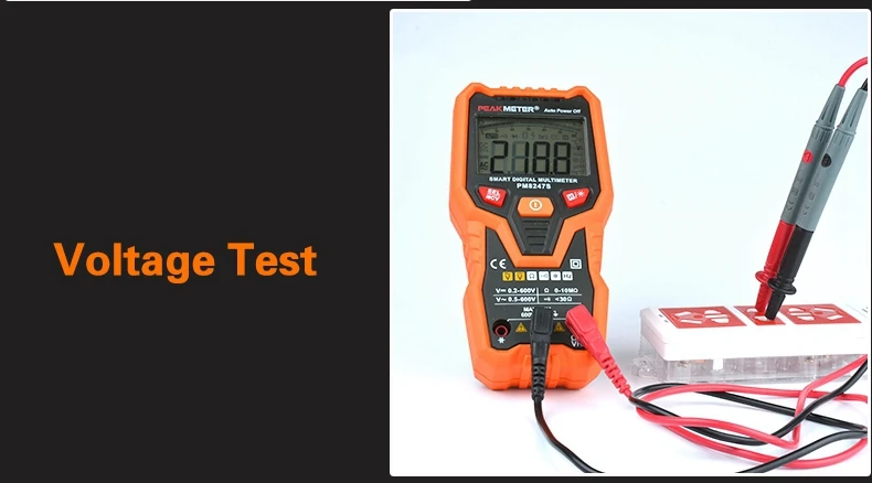 PEAKMETER PM8247S Smart AutoRange Профессиональный цифровой мультиметр Вольтметр с NCV частотной подсветкой