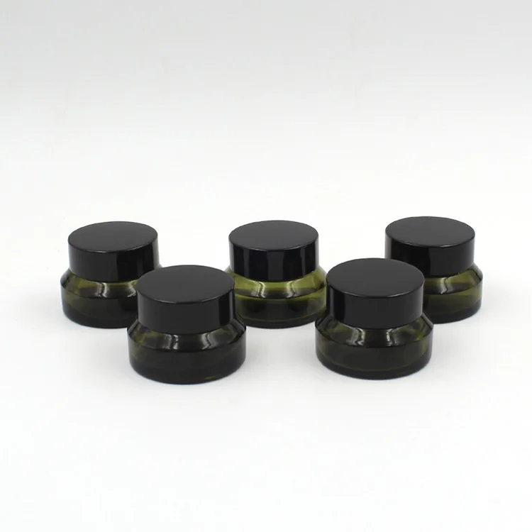 

Бесплатная доставка, пустая зеленая стеклянная банка 200 шт./лот 15 г, зеленая кремовая бутылка 15 см3, стеклянный контейнер с косой лямкой, косм...