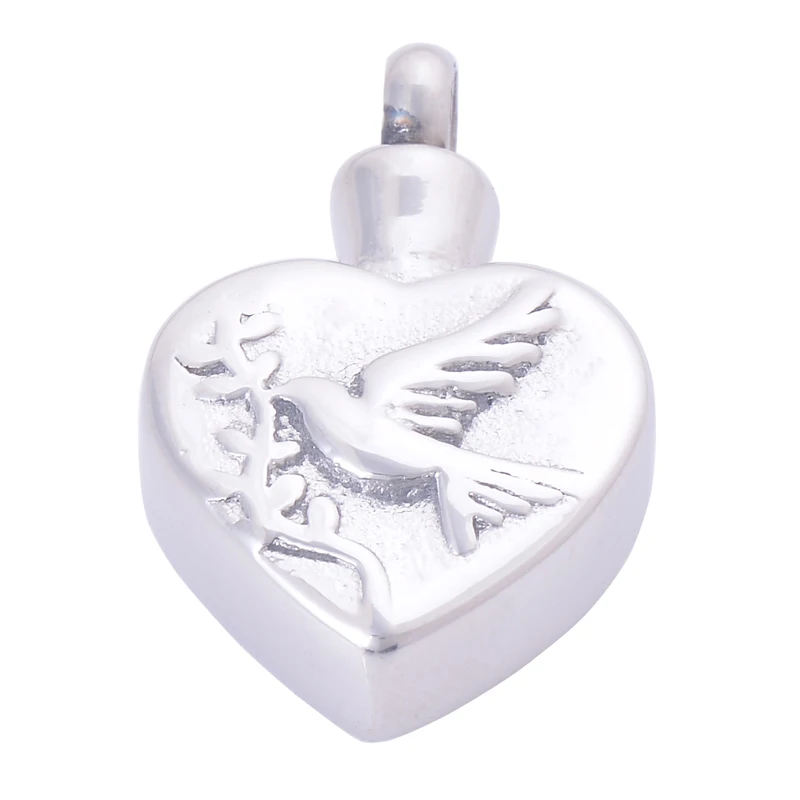 Ожерелье с подвеской в форме сердца из нержавеющей стали надписью Peace Dove