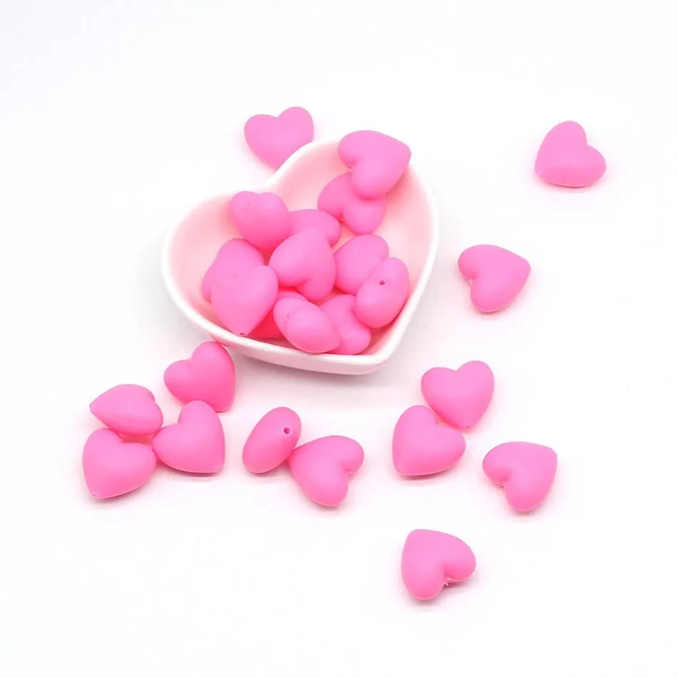 Pink 30pc 30 шт. пищевой перламутровый силиконовый Прорезыватель для зубов Соска с бусами любовь и Тыква Форма Прорезыватель зубов бусины игрушки - Цвет: Pink 30pc