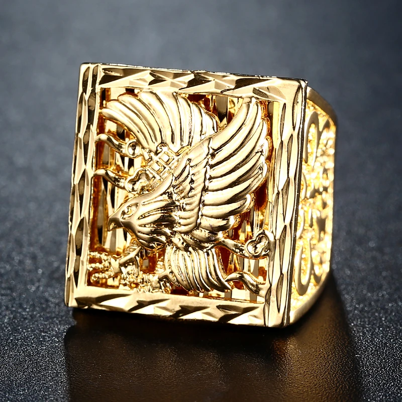 Большой Байкерский Орел мужское кольцо панк рок золотой цвет изменяемый Размер 7