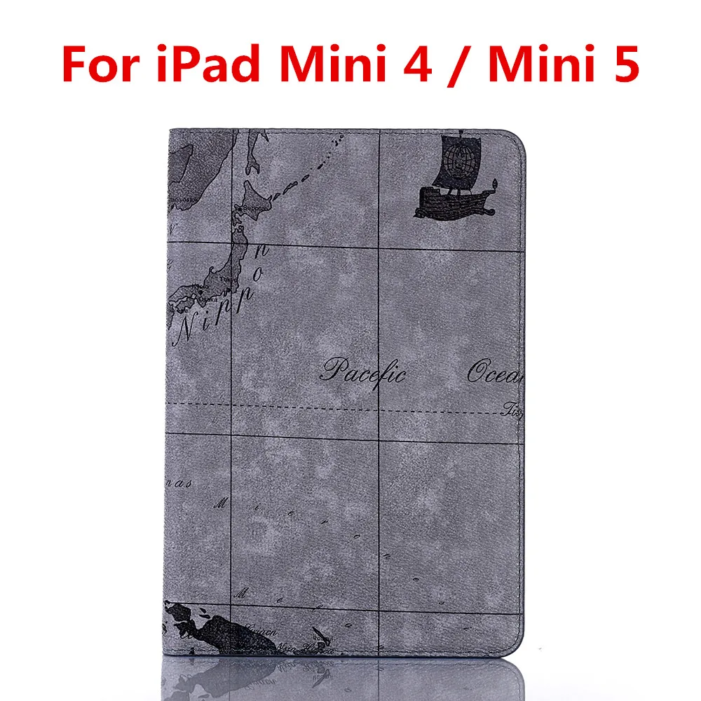 Для Ipad Mini 4 5 чехол карта мира Дизайн PU кожаный с подставкой для планшета функцией