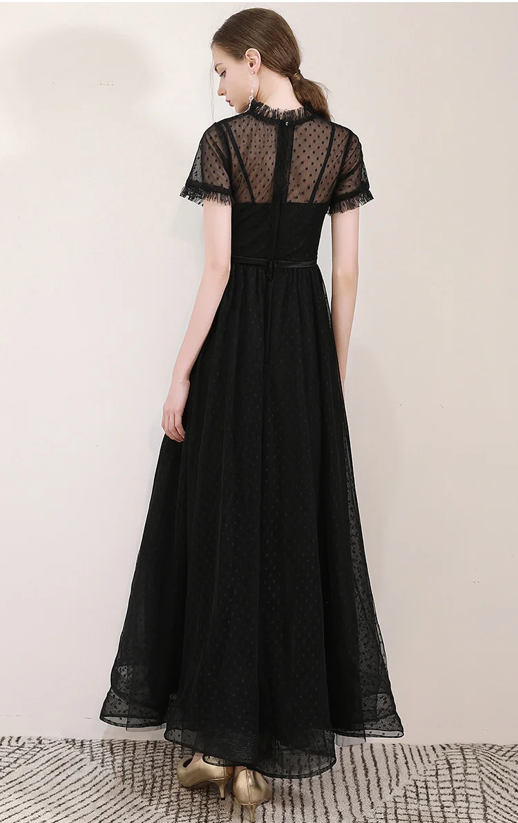 SSYfashion, короткие рукава, молния сзади, длина по щиколотку, тюль, Длинные вечерние платья, на заказ, для вечеринки, выпускного, официальное платье, Vestido De Noche