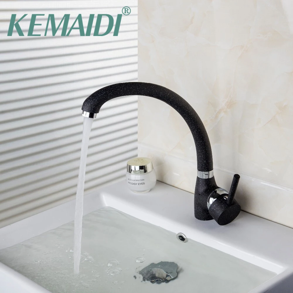 

KEMAIDI Bathroom Faucet Deck Mounted Mixer Hand Painting White Dot Bathroom Sink Faucets Water Tap Single Hand New Design