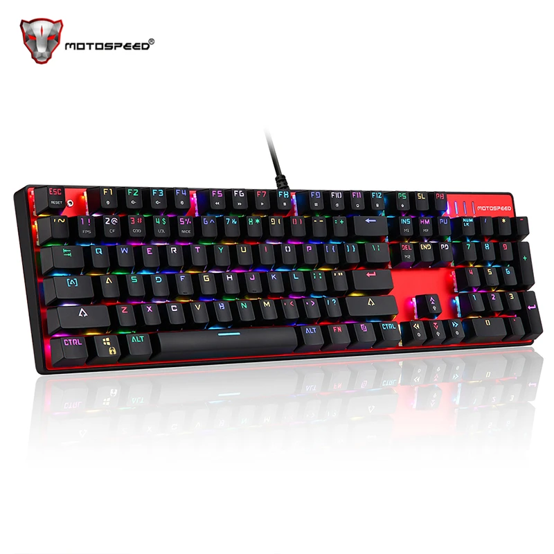 Motospeed CK104 Проводная Механическая клавиатура 104 клавиши RGB синий переключатель