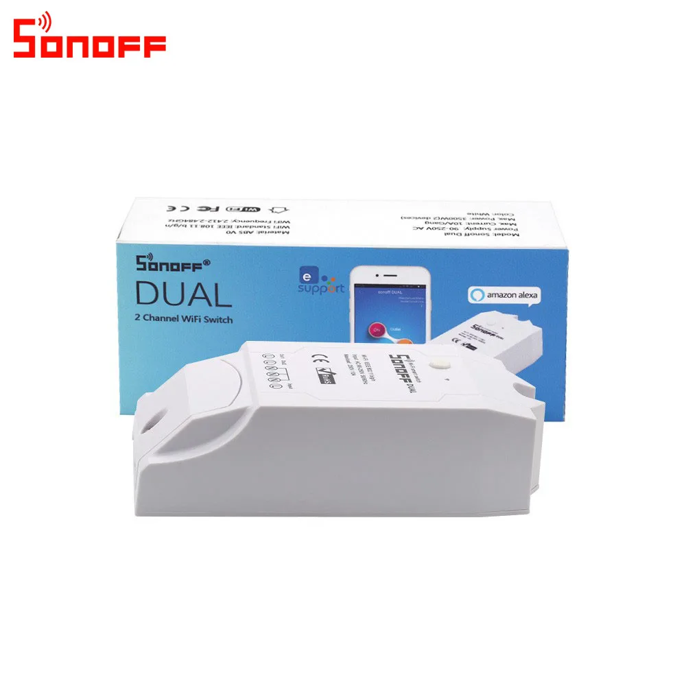 Itead Sonoff двойной контроль 2 банда Wifi светильник переключатель, Sonoff Wifi умный переключатель, умный дом Wifi Пульт дистанционного управления Лер работает с Alexa