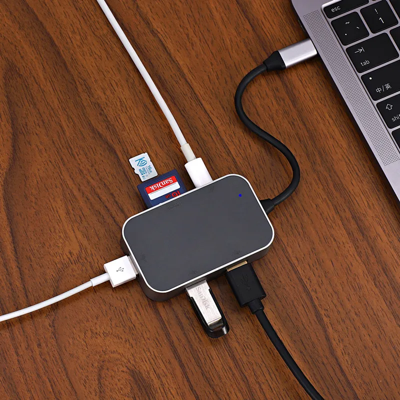 ABHU 6In1 Usb 3 1 концентратор type C (Usb3.1) для Tf/Sd адаптер + 2 Usb3.0 Af Usbc F Macbook| |