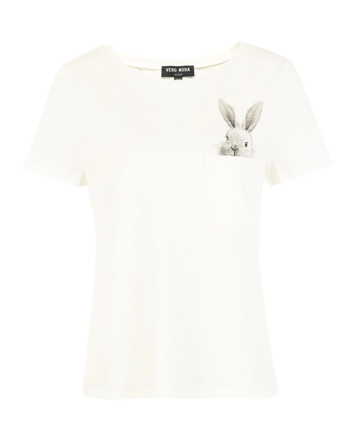 Vero Moda футболка с короткими рукавами и круглым вырезом с рисунком кролика | 317301510