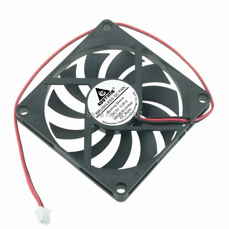 2 шт./лот Gdstime 5V 2Pin 80 мм(8 см), 80x80x10 мм 8010 электродвигатель вентиляции охлаждающий вентилятор постоянного тока