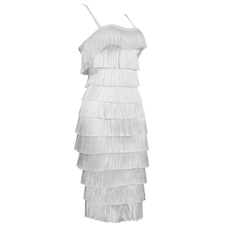 Высокое качество для женщин Белый кисточкой vestido Бандажное платье Новинка 2018