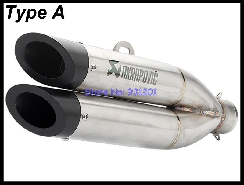 На входе 51 мм мотоцикл Akrapovic выхлопная труба двойной глушитель Escape универсальный