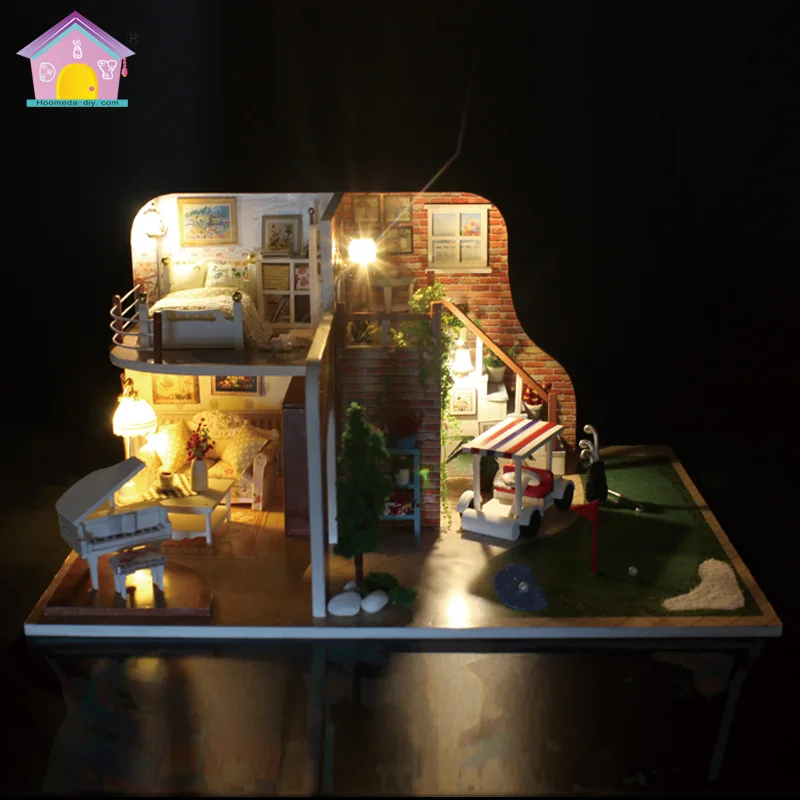 

Miniatura Wooden Doll House Building Model Furniture Dollhouse Miniature Toy villa model Kits X002