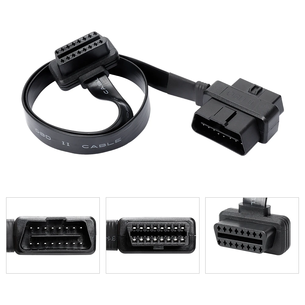 XTOOL Новый плоский тонкий кабель OBD 16 контактный ELM327 2 интерфейса штырь гнездо