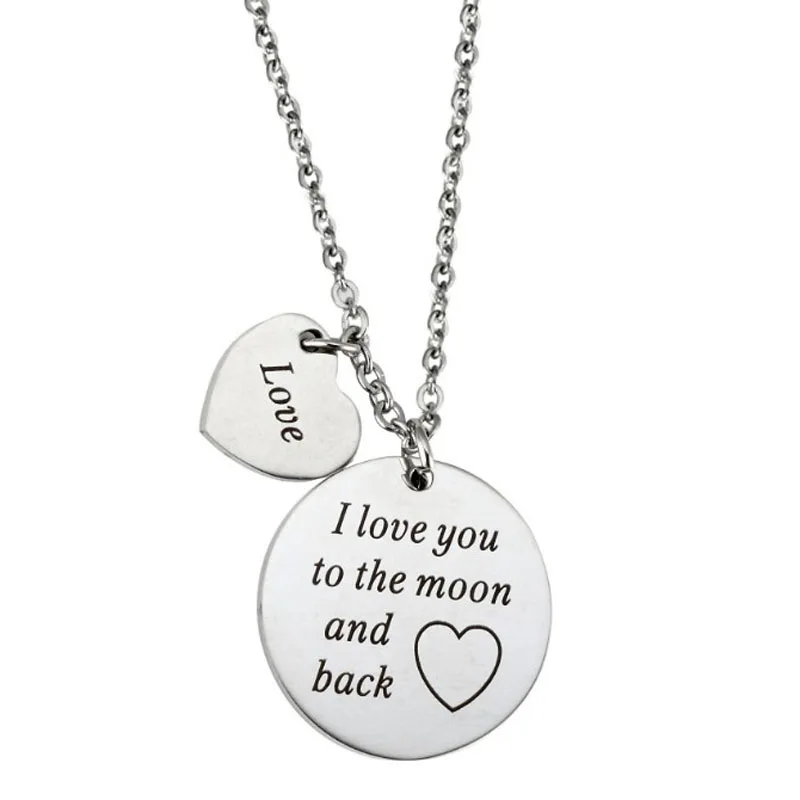 Я люблю тебя на Луну и обратно 2 части Сердце Луна ожерелье из нержавеющей стали