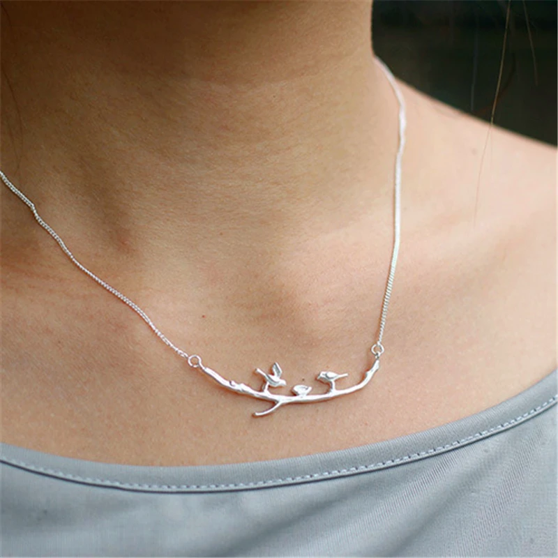 Lotus Fun реальные 925 серебро ручной работы Fine Jewelry птица On Отрасли ожерелье с подвеской Acessórios для женщин колье