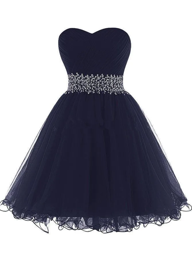 Милое короткое/Мини платье для выпускного вечера милое Тюлевое бальное с поясом