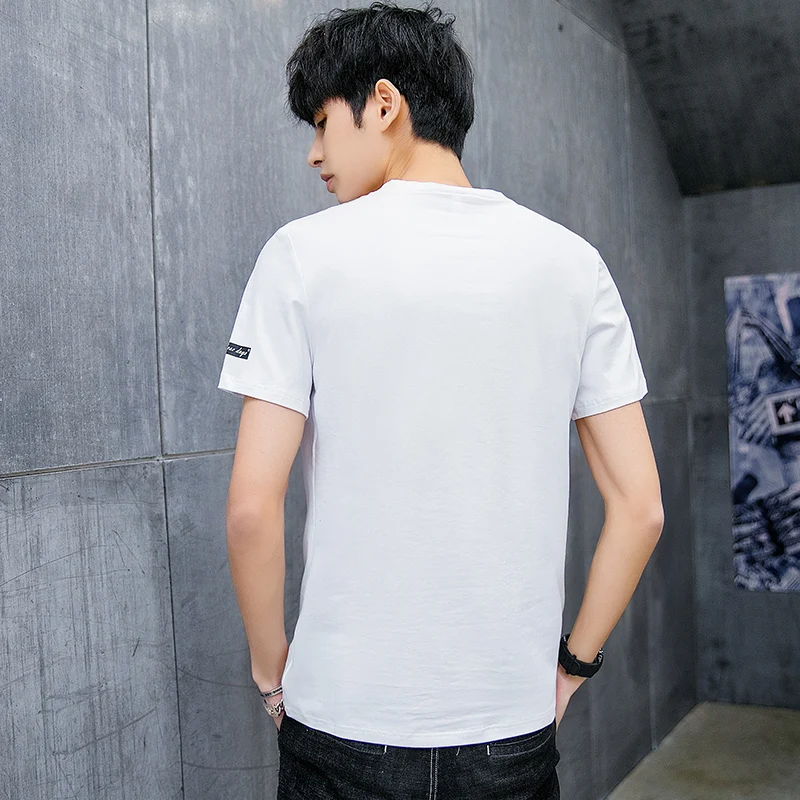 Мужская футболка лето 2019 новая с коротким рукавом хлопковая английским